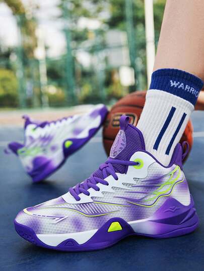 Men's Fashionable New High-Top Basketball Shoes, Comfortable Non-Slip Lace-Up Durable Sports Sneakers, Outdoor Basketball Shoes
