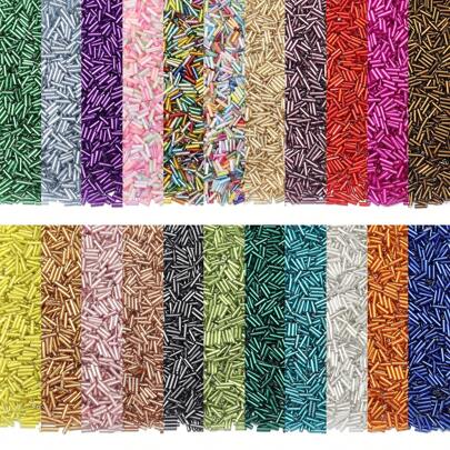 20g/Pack (About 450Pcs) Bugle Beads, Multicolored Tube Beads Kit Glass Bugle Beads Small Long Beads For DIY Bracelet Necklaces Crafting Jewelry Making Supplies, 7x2 Mm