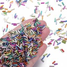 20g/包（约 450 件） 喇叭珠，多色管珠套件玻璃喇叭珠小长珠适用于 DIY 手链项链制作珠宝制作用品，7x2 毫米 - Bugle Beads - 查看 6