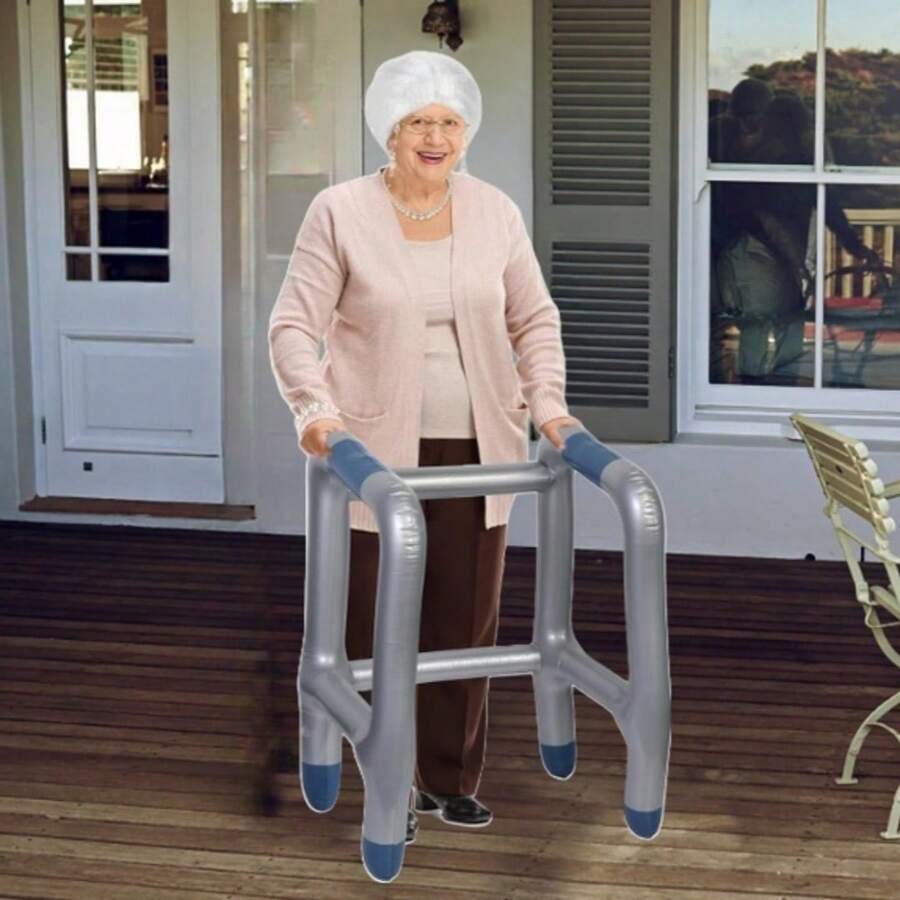 1PC Inflatable Walker,Funny Old Age Costume Accessories,Retirement Party Decorations Gag Gift, Christmas,Halloween Inflatable Prop - Multicolor - View 1
