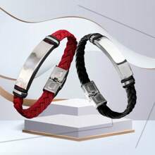 2 piezas Pulseras trenzadas personalizadas con nombres de pareja para hombres y mujeres, set de pulseras personalizadas grabadas para parejas, regalos de joyería para aniversarios, San Valentín, mejores amigos, fechas, números, iniciales, coordenadas, símbolos, hebreo