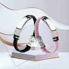 2 piezas Pulseras trenzadas personalizadas con nombres de pareja para hombres y mujeres, set de pulseras personalizadas grabadas para parejas, regalos de joyería para aniversarios, San Valentín, mejores amigos, fechas, números, iniciales, coordenadas, símbolos, hebreo
