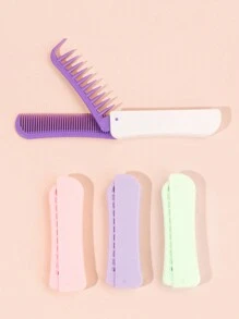 Folding Comb Dual-Sided Wide & Narrow Teeth Brush, 2-In-1 Function For Bangs, Curly, Straight Hair, Portable Small Comb For Kids, Women, Men, Home, Travel, Back To School, Travel Holiday Essentials, Hair Accessories For Women, Brush, Hair Brushes, Edge Brush, Brush Hair, Hair Comb, Comb Hair, Detangling Brush, Ball Brush, Mini Hair Brush, Hair Brush Set, Wooden Comb, Hair Brush,Hair Brush,Slick Back Brush,Styling Brush,Curly Hair Brush,Edge Brush,Hair Comb,Brush Hair,Hair Brush Set,Comb Hair,Comb For Curls,Detangling Brush,Hair Brush For Women,Hair,Travel,Hair Products,Hair Tools,Hair Stuff,Barber,Barber Accessories,Barbershop,Hairdressing Equipment - Multicolor - View 3