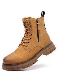 跨境贸易2024新款男士靴子侧拉链英伦风防滑大码时尚黄色靴子 - 黃色 - 查看 4