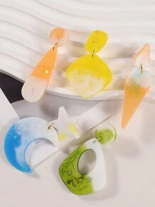 1/12 peças DIY molde de brinco de conta-gotas de cristal, espelho múltiplo como estrelas, lua, garras de gato, pingente quadrado de gota de água, molde de silicone