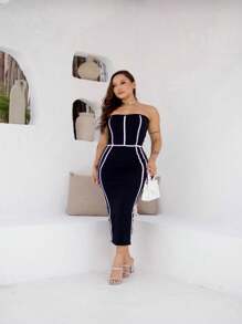 Strapless Midi Dress Christmas Midi Dress 2024 - 黑色 - 查看 2