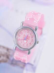 1pc New Bow-Knot Fashionable Cute Cartoon Quartz Watch, Suitable For Daily Attire, Holiday Gift