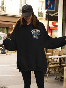 Alien ET Skate Streetwear Sweatshirt Print Over Premium Cotton Cang 0265 NERD VEST - 黑色 - 查看 5