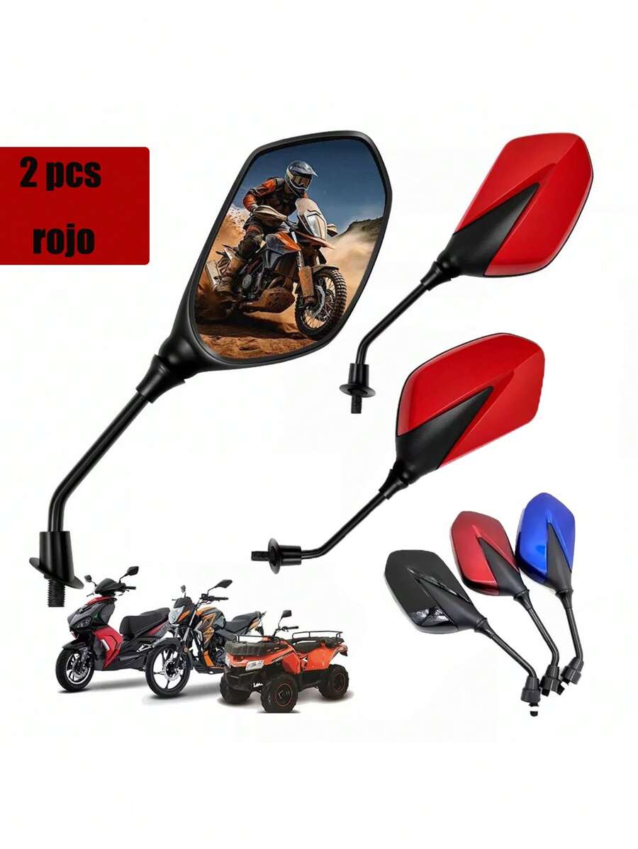 2pcs Espejos Motocicleta Universales , accesorios para motocicleta,espejo retrovisor para motocicleta - Rojo - Ver 1
