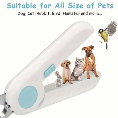 Pet Nail Clipper With LED & -U-V Light, Cat Claw Trimmer With Ultra Bright LED Light For Nail Bloodline To Avoid Over Cutting, Sharp Angled Blade Grooming Tool For Dog Cat Rabbit Small Animals