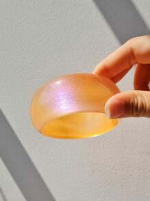 1 件不对称几何形状彩虹全息树脂手链，时尚简约秋冬装饰 - 彩色 - 查看 18