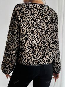 Damen Lässig Leopard Muster Jacke für Herbst/Winter