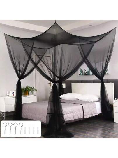 Cortinas De Cama Pabellón Colchas Tamaño King Mosquitero Colcha Tamaño King Dosel De Cama con 4 Postes De Esquina Mosquitera para Cama Dosel De Cama King Size Largo Cortina De Cama
