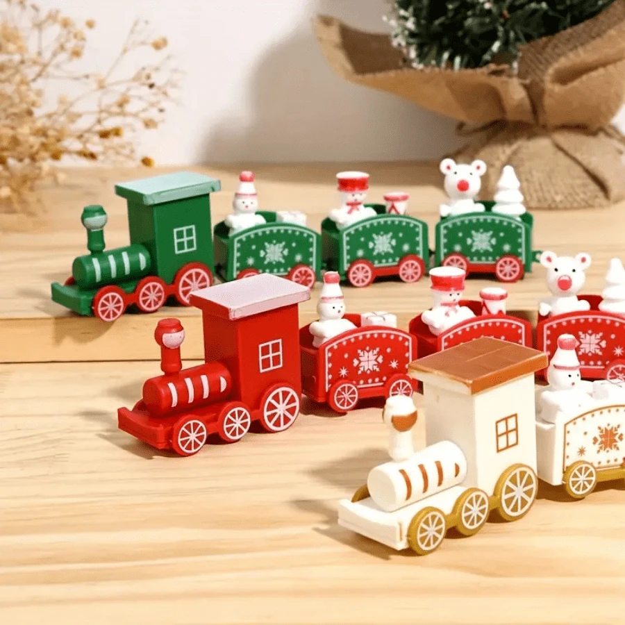 Set de decor mini tren pentru 1 bucată pentru petrecerea de Crăciun, cadou ornament pentru om de zăpadă, decorare pentru casă