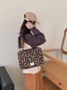Laptop Bag Ins Korean Style Leopard Print Compatible With MacBook 13inch 14inch 15inch 15.6inch Shockproof Laptop Shoulder Bag