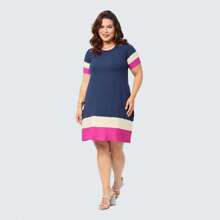 Isadora Plus Size Women's Dress With Premium Side Pockets - 玫瑰紅 - 查看 1