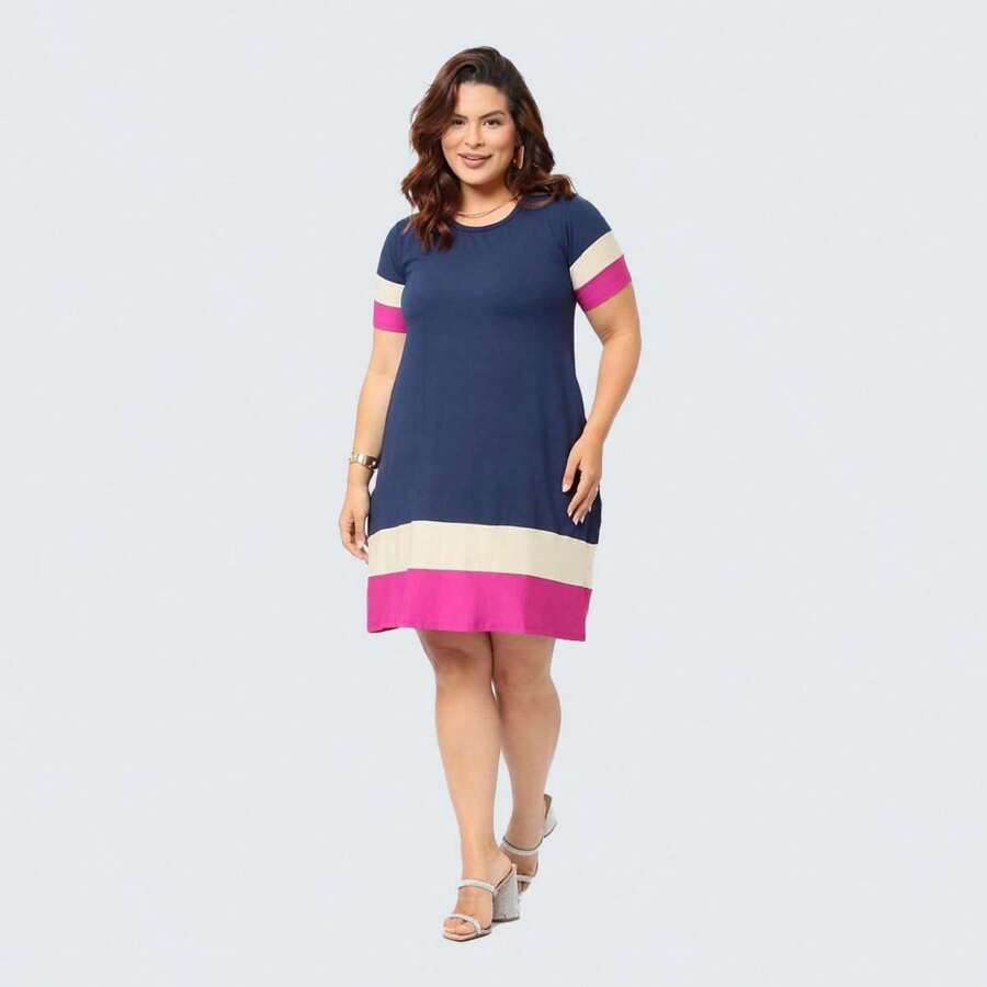 Isadora Plus Size Women's Dress With Premium Side Pockets - 玫瑰紅 - 查看 1
