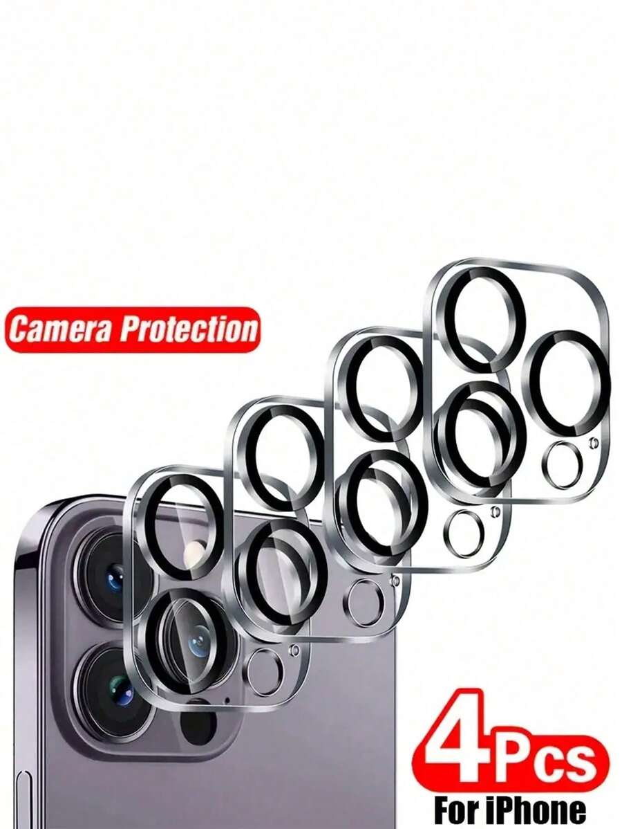 4 件装相机镜头保护膜适用于 iPhone 11 12 13 15 16 14 Pro/14 Pro Max 钢化玻璃，超高清，防刮，易于安装，适合手机壳 - 無色 - 查看 1