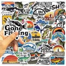 50 件鱼贴纸美观乙烯基贴纸高品质贴纸贴花剪贴簿、日记、笔记本电脑、保险杠、滑板、水瓶、电脑、手机贴纸可以为您的生活带来很多乐趣，是送给成人的完美礼物 - 彩色 - 查看 4