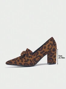 Nieuwe aankomst damesmode sexy diepe mond luipaard print patroon veelzijdige dikke hak loafer schoenen, herfst/winter