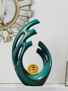 Elementos de decoración del hogar blancos con plata, decoración moderna de mediados de siglo para mesas, estatuas y esculturas de formas cerámicas de arte abstracto como centros de mesa decorativos, decoración de repisas con resina, perfectos para regalos del Día de la Madre y decoración de bodas (plata)
