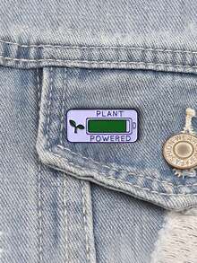 1pc Zinc Alloy Vegetarian Emblem Plant Power Lapel Pin