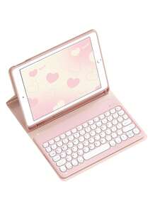 粉色键盘保护套，兼容 iPad 7/8/9 代 10.2 英寸、Galaxy Tab/Xiao/华为平板电脑，带笔槽，支持自动睡眠/唤醒功能。 - 彩色 - 查看 11