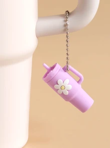 1 件时尚休闲爱彩色花朵钥匙扣创意奶茶杯小吊坠不倒翁钥匙扣杯子钥匙扣水瓶钥匙扣健身配套配件汽车配件包饰学院可爱哥特 Y2k 包饰挂绳带身份证夹汽车配件包饰 - 彩色 - 查看 17