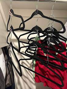 10pcs Black Or White Clothes Hanger Connectors With Hooks And Connectors, Space Saving Wardrobe Organizer For Bedroom Wardrobe Decoration Decoration Holiday Decoration Room Decoration Home Decoration Decoration Bedroom Decoration Dress Pants Shoes Jeans Boots Skirt - Multicolor - View 8