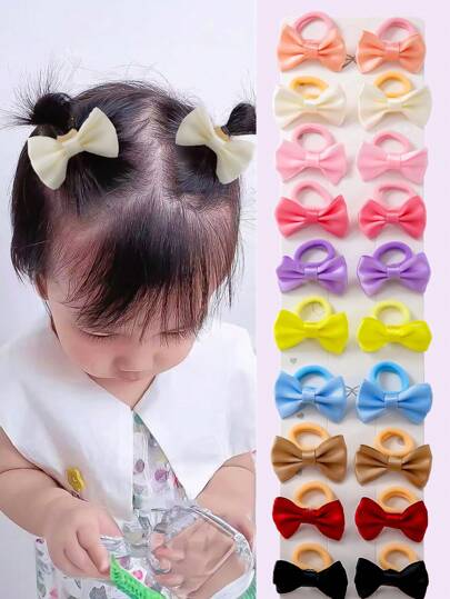 10 حبات/ طقم ربطات شعر صلبة على شكل فيونكة لللأطفال متعددة الألوان، عصب شعر جميلة مرنة لللأطفال اكسسوارات شعر للبنات