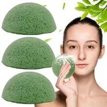 3 Count Cleansing And Exfoliating Activated Charcoal Konjac Facial Sponge, Deep Cleansing And Exfoliating, Suitable For Oily, Dry, And Sensitive Skin, Natural Face Cleansing Tool