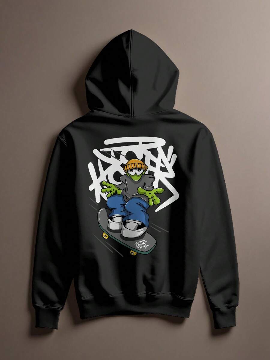 Alien ET Skate Streetwear Sweatshirt Print Over Premium Cotton Cang 0265 NERD VEST - 黑色 - 查看 1