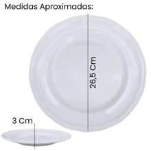 KIT SET OF 6 26.5 CM SHALLOW PLATES + 2 36 CM SHALLOW PLATES WITH DELICATE MELAMINE/PLASTIC EDGES - trắng - Xem 6