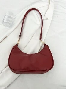 纯色简约奢华时尚蝴蝶装饰单肩包 - 酒紅色 - 查看 8