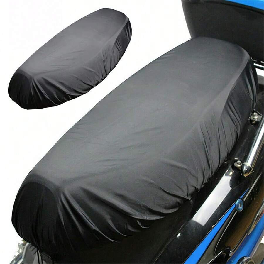1 PIEZA Funda de asiento impermeable y flexible universal para lluvia de motocicleta y tranvía, cubierta de sillín personalizada, a prueba de polvo, accesorio de motocicleta para entusiastas del aire libre - Negro - Ver 1