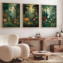 3 套艺术装饰复古农舍花卉帆布墙面艺术印刷品、复古植物海报、花卉艺术印刷品、花卉装饰画、墙面艺术海报、复古叶艺术礼品、卧室、客厅、餐厅、走廊艺术、室内墙面装饰、家居和房间装饰的家居装饰墙面艺术、无框 - 3PCS - 查看 2