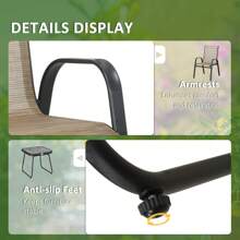 Outsunny 3 Pieces Outdoor Bistro Set, Patio Stackable Armchairs With Breathable Mesh Fabric And SPC Board Coffee Table - Brown - View 6