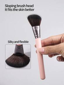 Bộ 2 cọ phấn góc cạnh, cọ tạo khối, cọ nền đầu phẳng, cọ mặt nạ mềm không rụng, bộ cọ trang điểm đa chức năng - Hồng - Xem 5