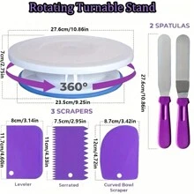 TAIMASI 492 Pcs Cake Decorating Kit With Baking Supplies- Cake Turntable For Decorating With Baking Pans, Leveler, 48 Numbered Piping Tips, 2 Spatulas,Cream Decoration Tips, Decorative Bags & More - Multicolor - View 2