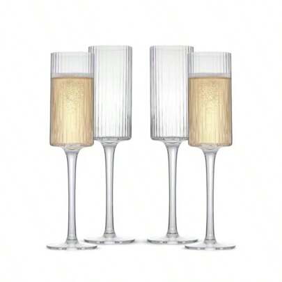 Outdoor Party Elegant Clear Crystal Wine Glass Flute Set, Suitable For Wedding Anniversary, Birthday Party, Christmas, Reusable Champagne Glasses, Valentine's Day Gift