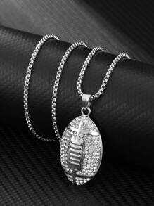 1pc Fashion Football Rhinestone Pendant Necklace, Suitable For Daily Wear