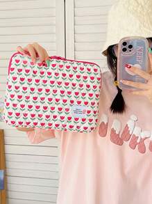 1 túi đựng máy tính xách tay họa tiết hoa, túi đựng máy tính xách tay đa chức năng cho máy tính xách tay 11", 13", 15" - Phong cách hoa hồng - Xem 1