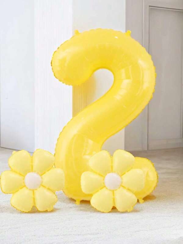 Conjunto de 3 balões de 40 polegadas com números, amarelo, azul, creme, roxo creme, verde oliva, caramelo, balões vintage coloridos com margaridas, adequados para decoração de festa de aniversário