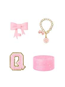 4 pièces/set spécialement conçu pour les accessoires de tasse, 1 pièce couvercle de paille en silicone avec nœud rose, 1 pièce de charme de poignée avec lettre d'identification, 1 pièce d'autocollant de lettre auto-adhésif, 1 pièce de manchon de tasse. Accessoires de tasse, couvercles de paille avec nœud de 0,4 po/10 mm compatibles avec les gobelets de 30 et 40 oz (rose) - Rose bonbon - Voir 30