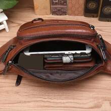 Bolsa cinto Pochete de Couro Genuíno para Homens de Viagem Retro Pele Natural Bolsa Masculina Transversal Corpo Bandoleira Quadril Faixa de Bolsas
