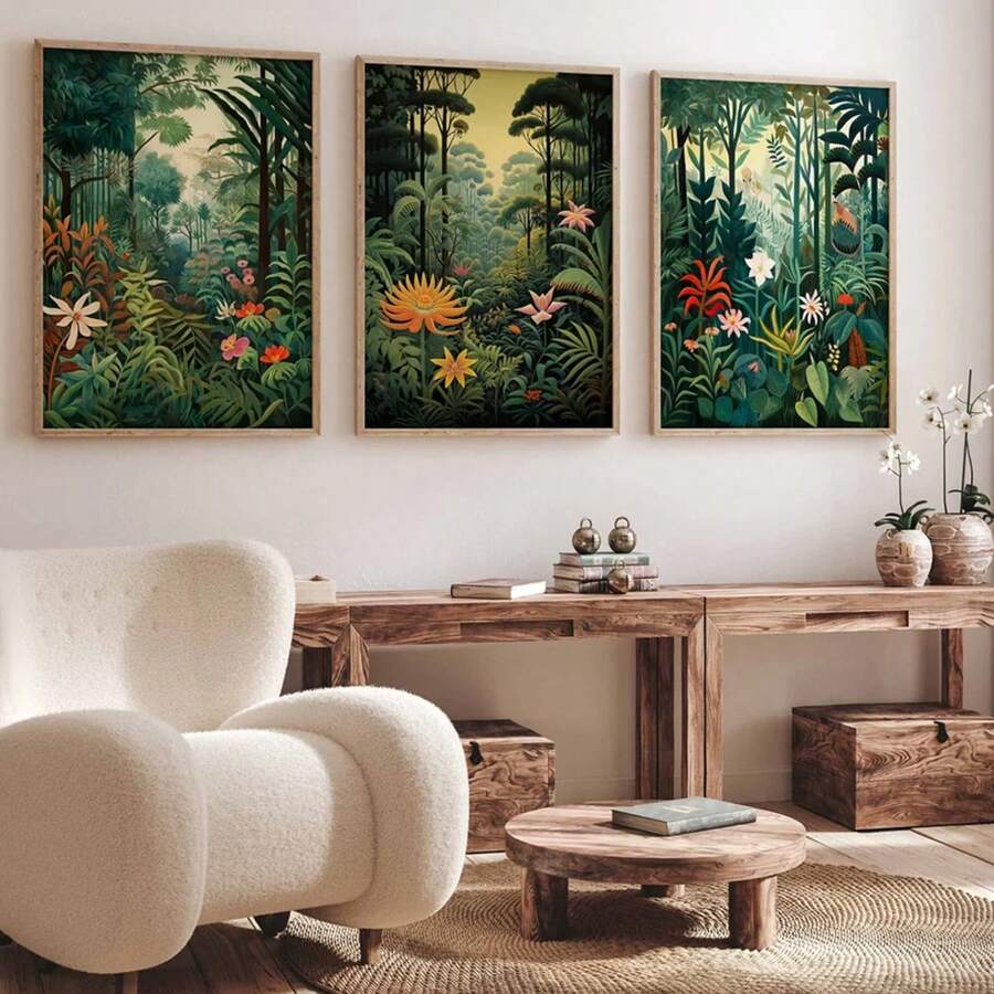 3 套艺术装饰复古农舍花卉帆布墙面艺术印刷品、复古植物海报、花卉艺术印刷品、花卉装饰画、墙面艺术海报、复古叶艺术礼品、卧室、客厅、餐厅、走廊艺术、室内墙面装饰、家居和房间装饰的家居装饰墙面艺术、无框 - 3PCS - 查看 1