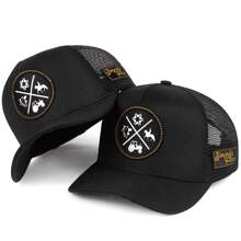 Simprão Moda Country Cap Curved Brim Agro Adjustable Logo Street Style Fabric Appliques Embroidery - 黑色 - 查看 5