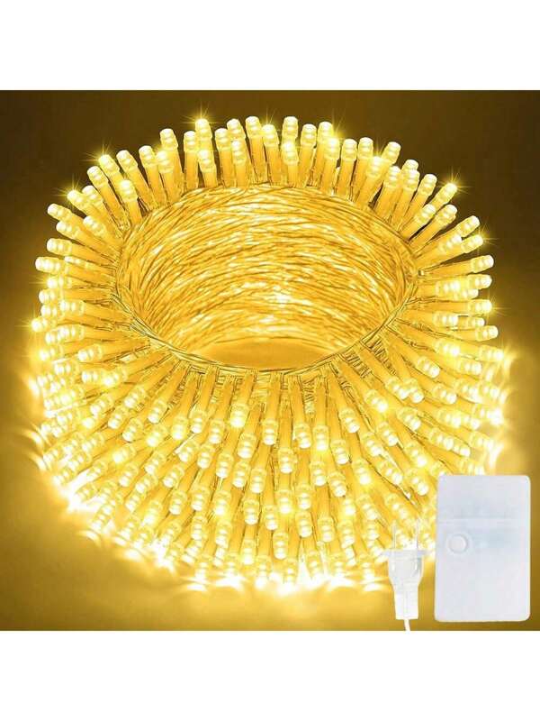 Serie de Luces Navideñas Led Blanco Cálido 8 Modos Diferentes Cable Transparente. Luces Decorativas en Cadena Blanco Cálido