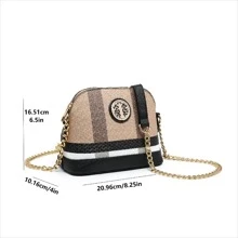 Tepilte's Fashionable Design Small Dome Women's Crossbody Bag, Multi-Pocket Single-Shoulder Bag With Chain Messenger Bag, Double-Closed Zipper Lock, Small And Versatile Mobile Wallet, Suitable For Daily Commuting, Work And Travel - 黑色/棕褐色 - 查看 3