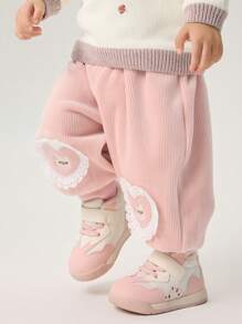 Balabala Baby Velvet Pants Boys' & Girls' Fashionable Swan Velvet Winter 2024 Trousers - Pink - View 2